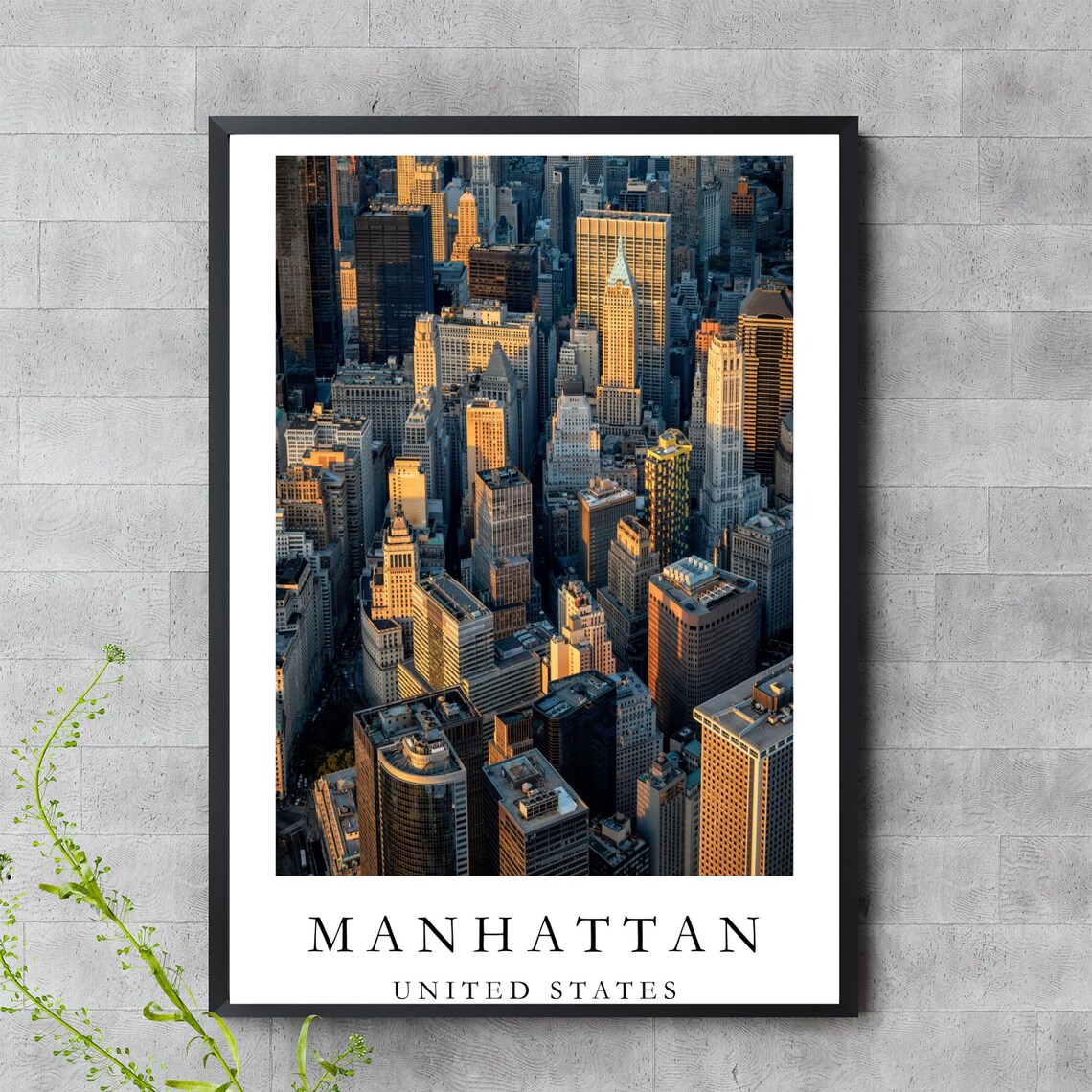 Manhattan Skyscrapers Golden Hour Aerial City View Travel Photo Poster