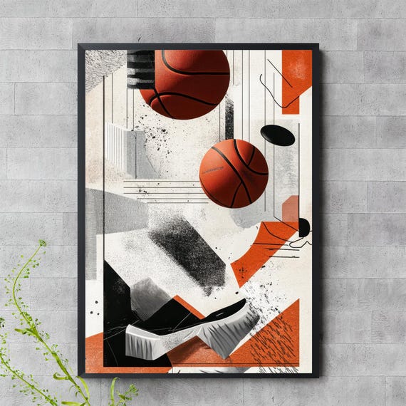 Basketball Abstract Wall Art Modern Sports Print Urban Athletic Poster For Instant