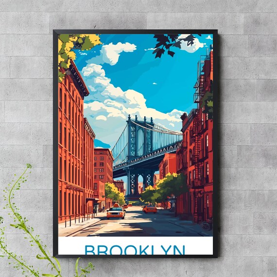 Brooklyn Manhattan Bridge Dumbo NYC Street View Travel Poster