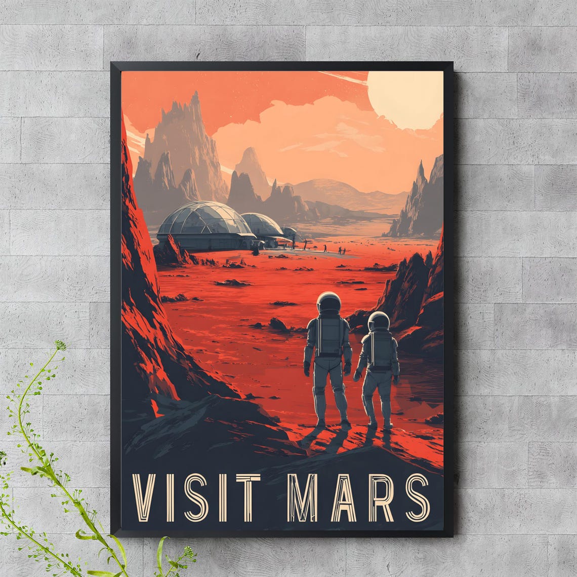 Visit Mars Poster Futuristic Space Wall Art Scifi Astronaut Jpeg