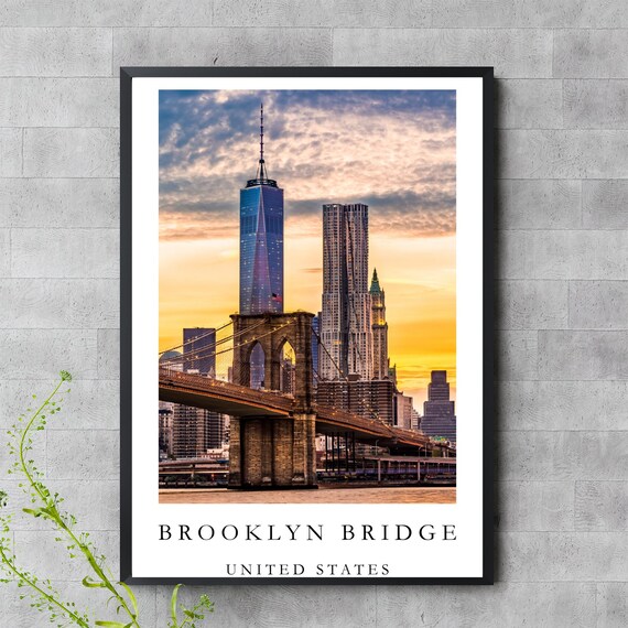 Brooklyn Bridge Poster New York City Skyline Art Wall Decor