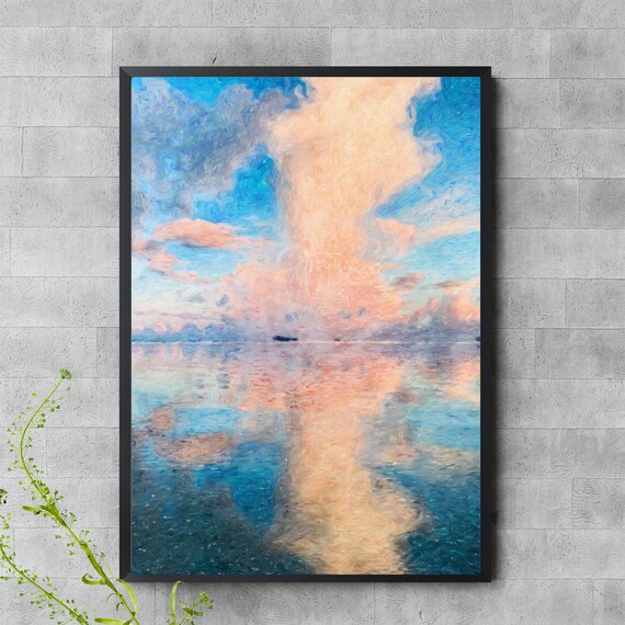 Pastel Ocean Sunset Dreamy Cloud Reflection Serene Seascape Poster