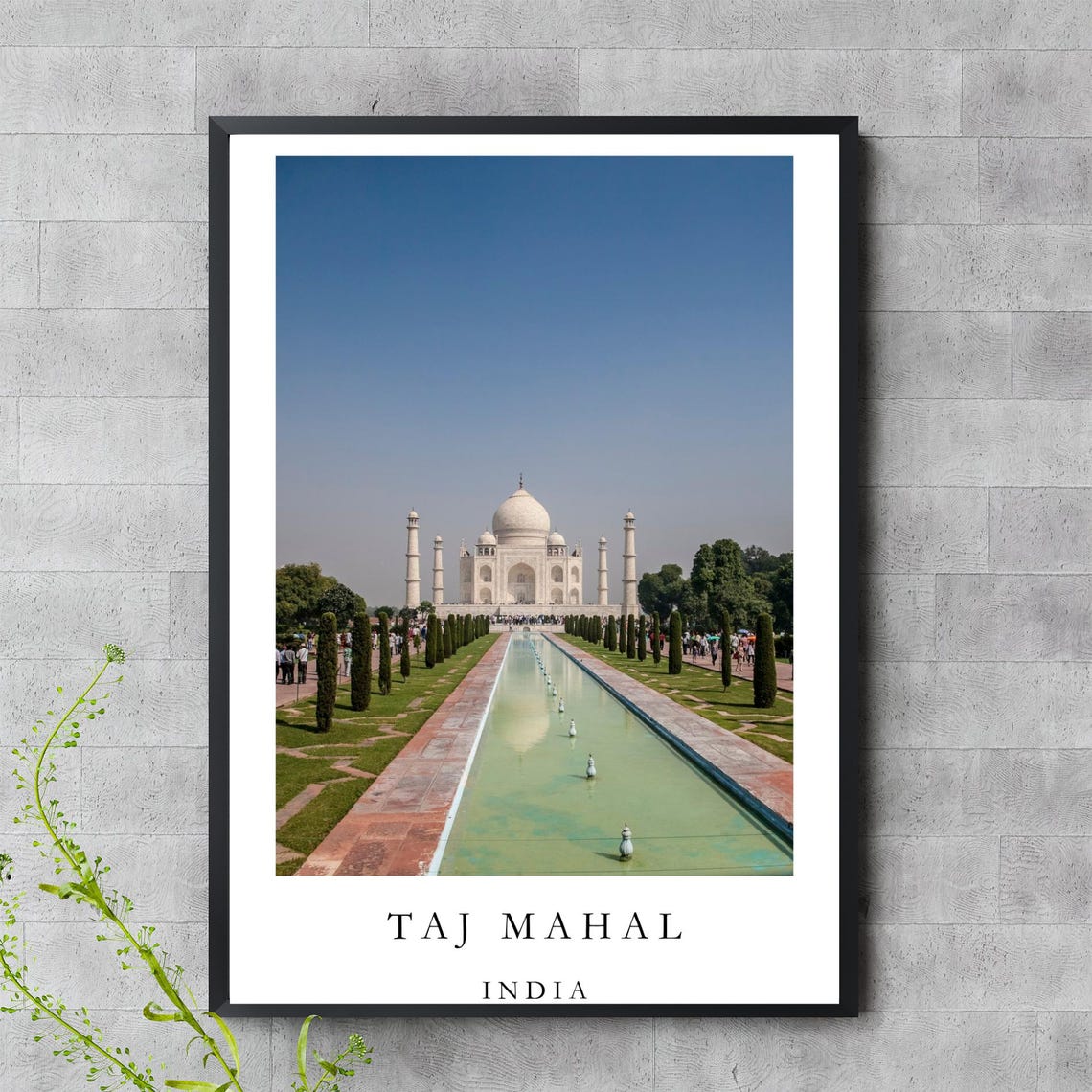 Taj Mahal India Reflecting Pool Iconic Monument Travel Photo Poster