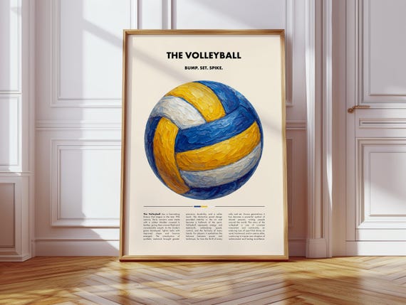 Volleyball Poster Vintage Style Art Print Sports Wall Decor History Fan Gift Wallpaper