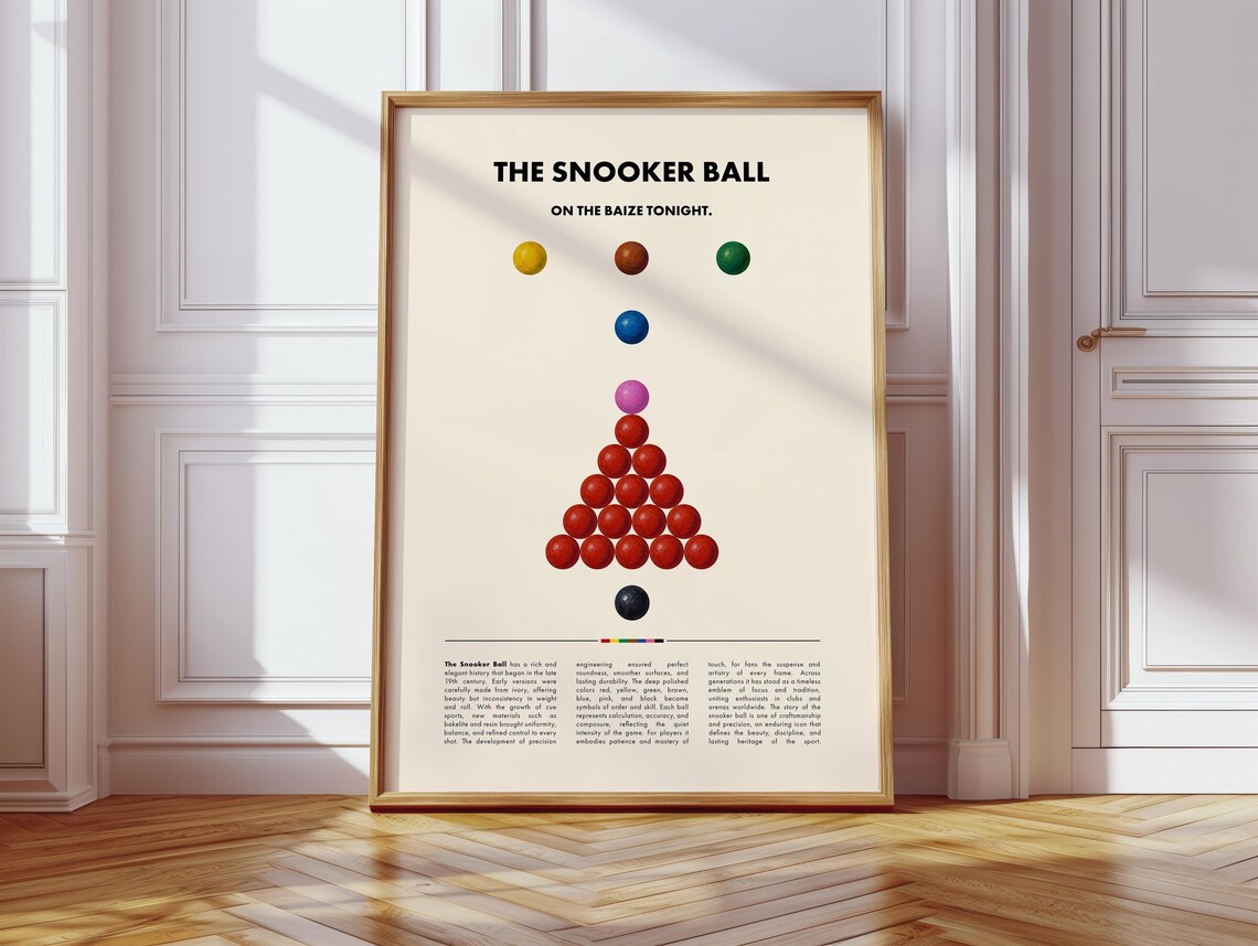 Snooker Ball Vintage Style Poster, Sports Decor