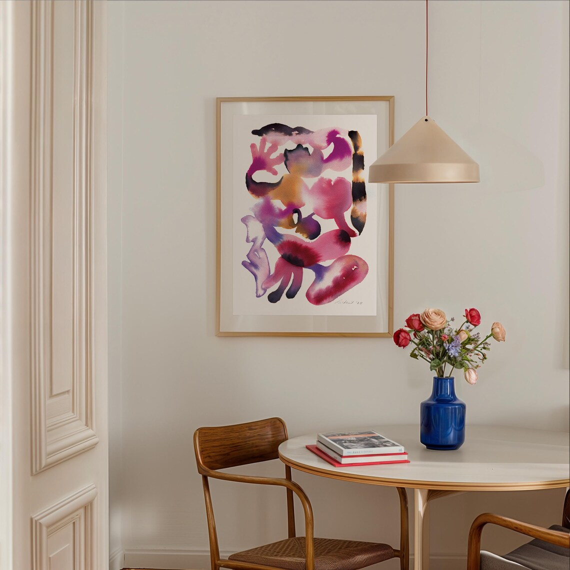 Pink Magenta Purple Organic Watercolor Abstract Forms Poster - Image 2