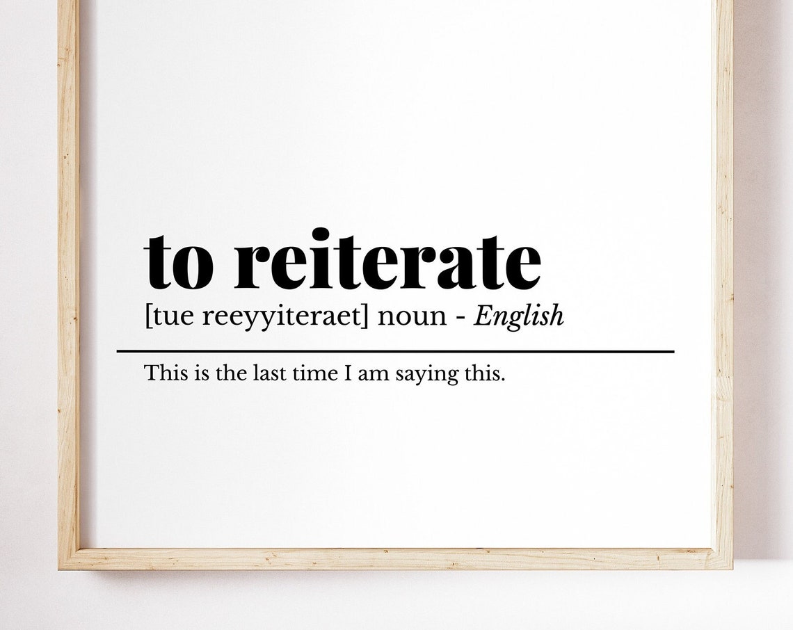 To Reiterate Definition Funny Office Dictionary Sarcasm Wall Art