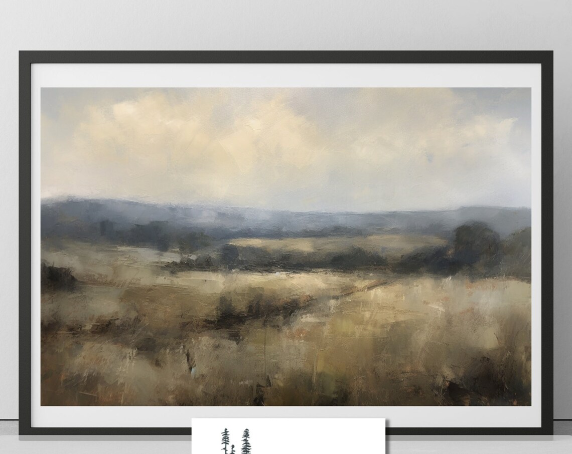 Impressionist Abstract Mountain Landscape Painting Wall Art Instant Neutral Mountain Art Western Decor Rustic Landscape - Image 4