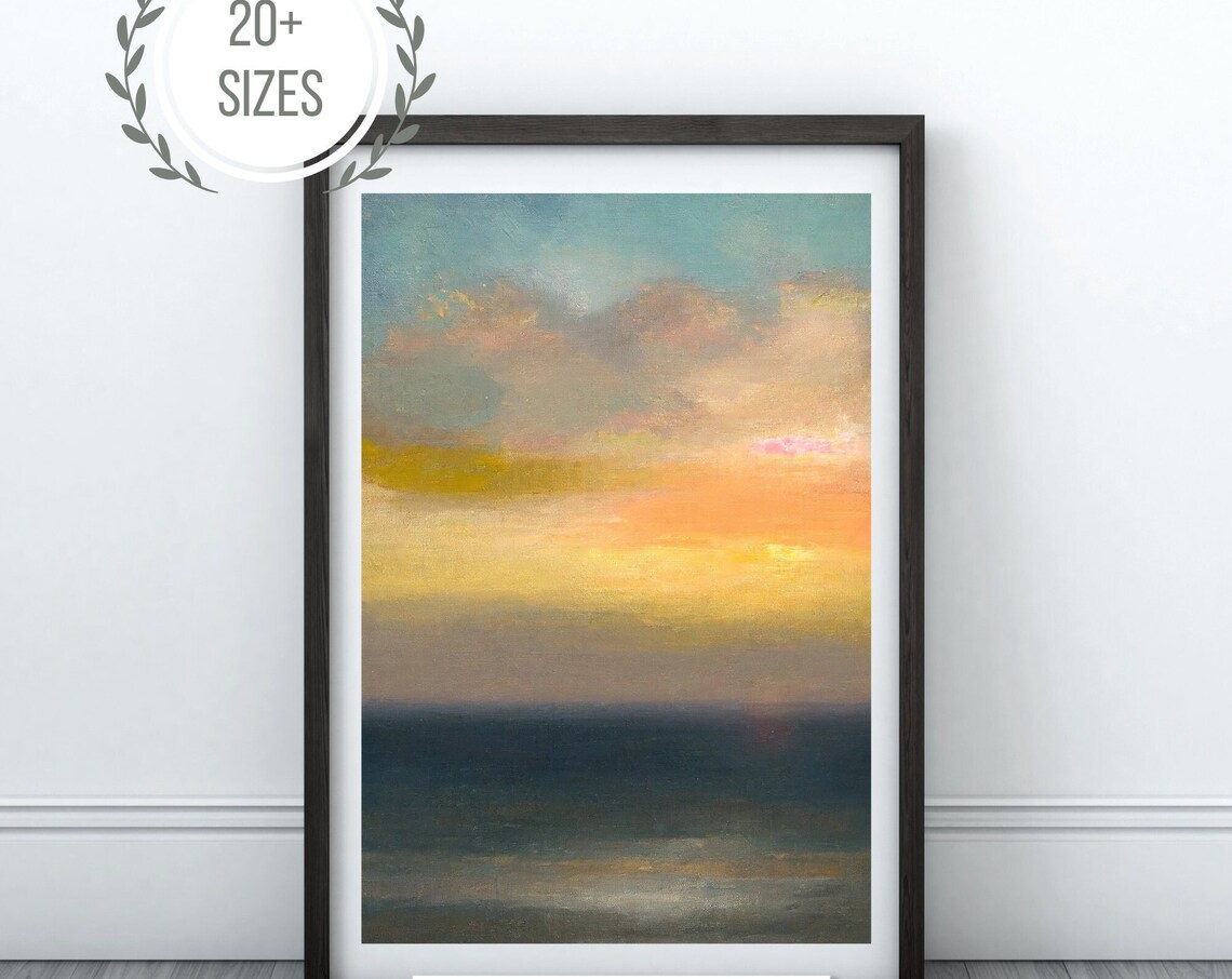 Abstract Ocean Sunset Painting Pastel Sky Seascape Art Poster