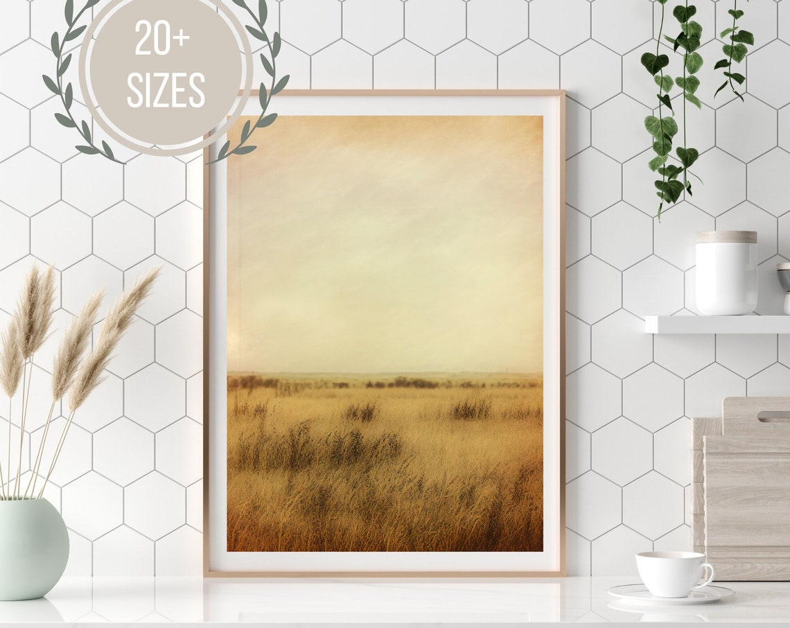 Golden Prairie Grass Modern Landscape Amber Field Decor Poster - Image 4