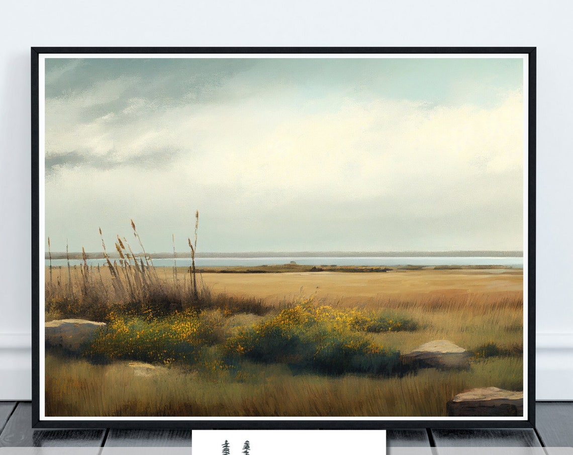 Prairie Marsh Grassland Wide Open Plains Landscape Painting Poster - Image 4