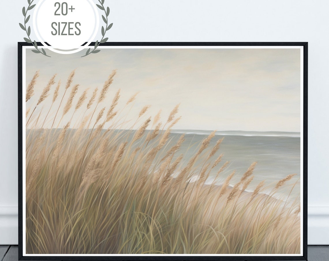 Coastal Dune Grass Beach Painting Muted Seaside Nature Poster - Image 4