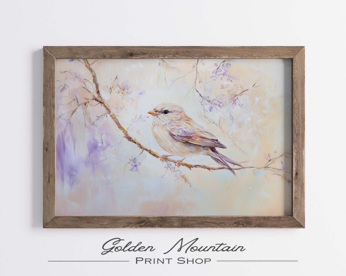 Spring Bird Floral Oil Painting Vintage Bird Art Print - Image 3