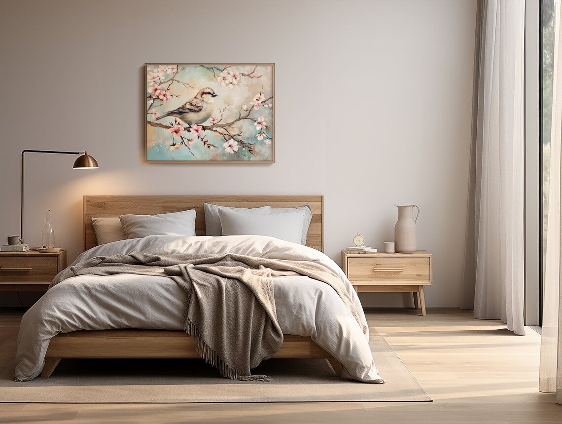 Bird Cherry Blossom Vintage Spring Tree Art Print - Image 3