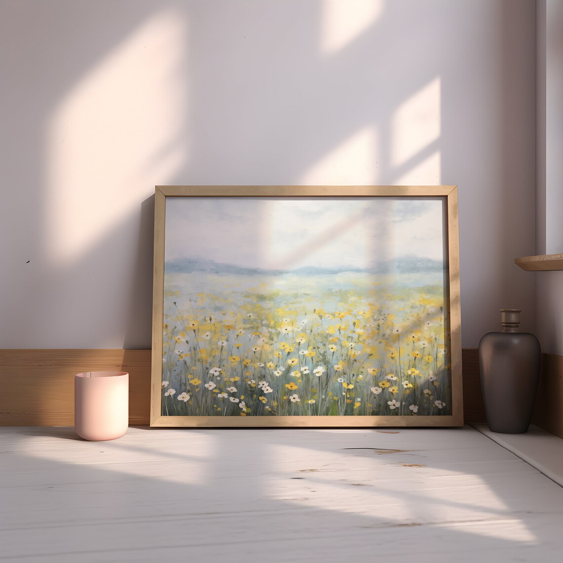 Yellow Wildflower Field Meadow Impressionist Summer Floral Landscape Poster - Image 2