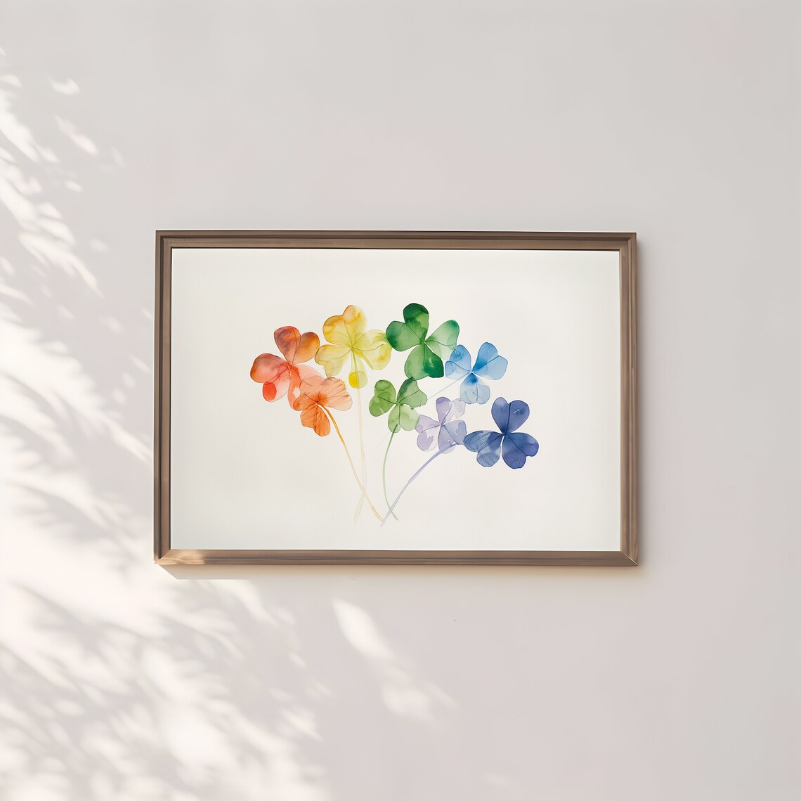 Rainbow Watercolor Shamrock Clovers Saint Patrick's Day Lucky Art Poster - Image 2