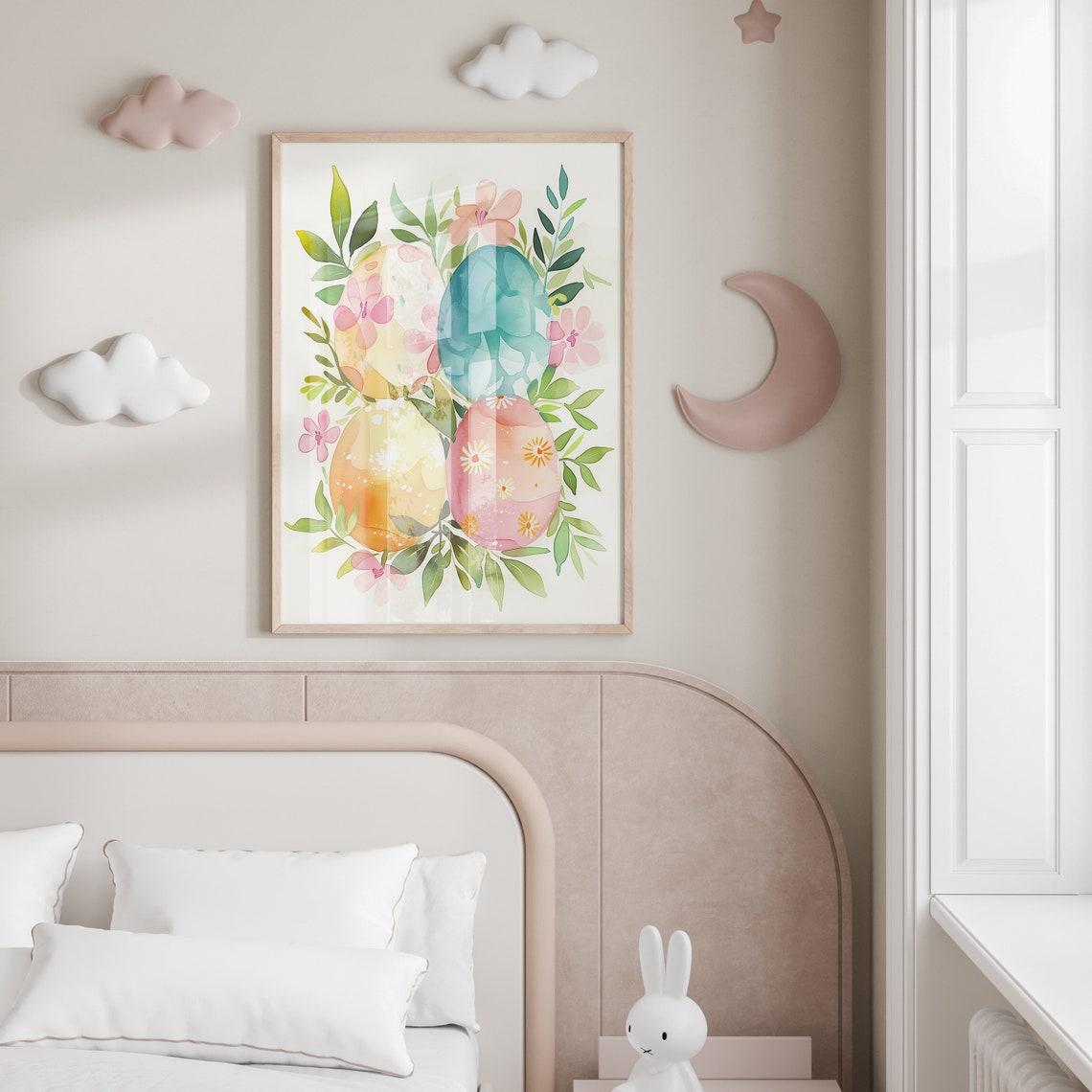 Watercolor Easter Eggs Floral Spring Botanical Nursery Wall Art - Image 2