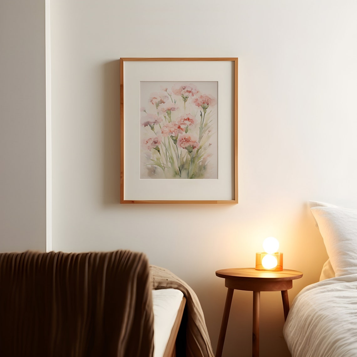 Soft Pink Carnation Watercolor Summer Botanical Flower Print - Image 3
