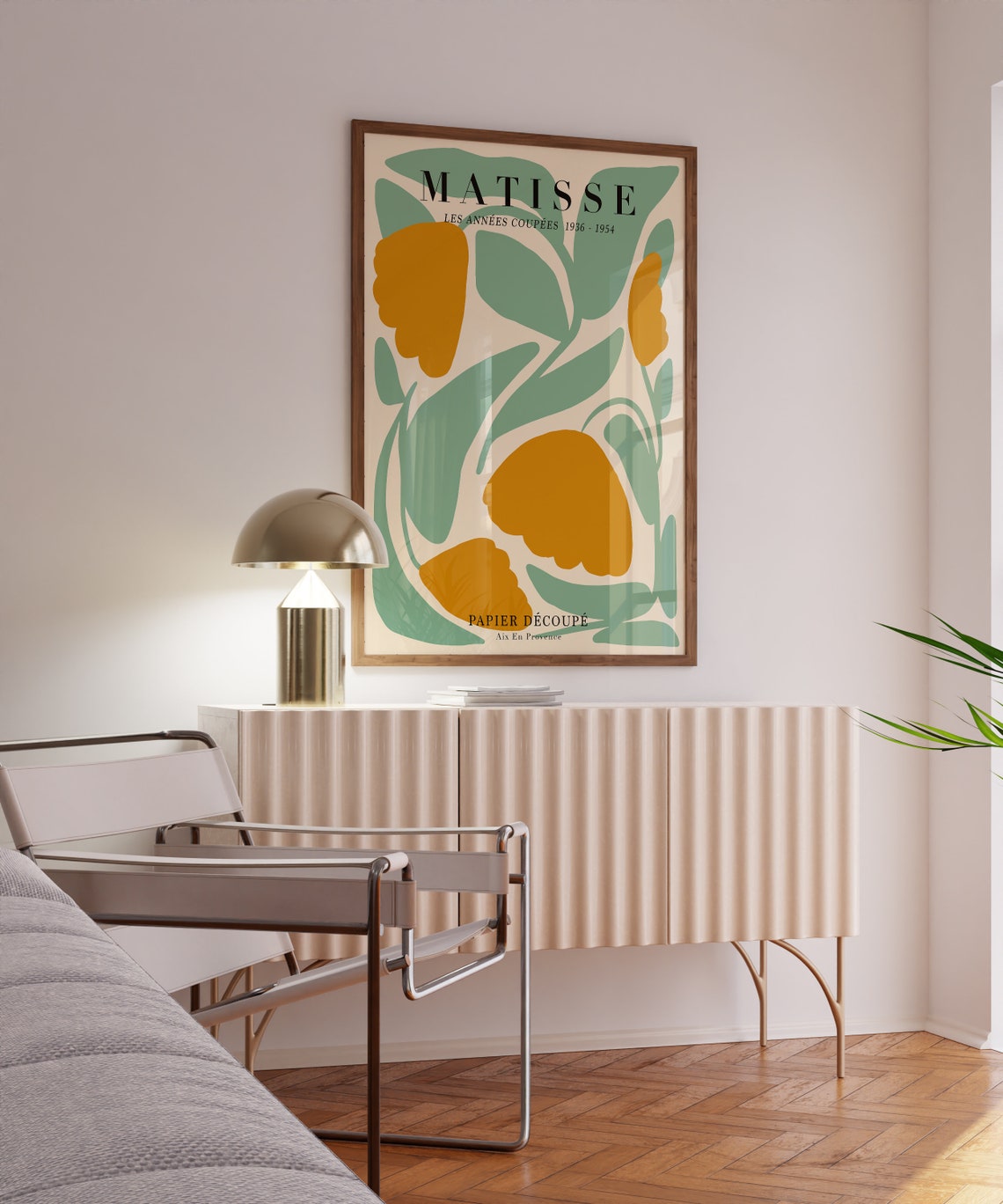 Matisse Papier Decoupe Sage Green Orange Cut Out Flower Art Poster - Image 2