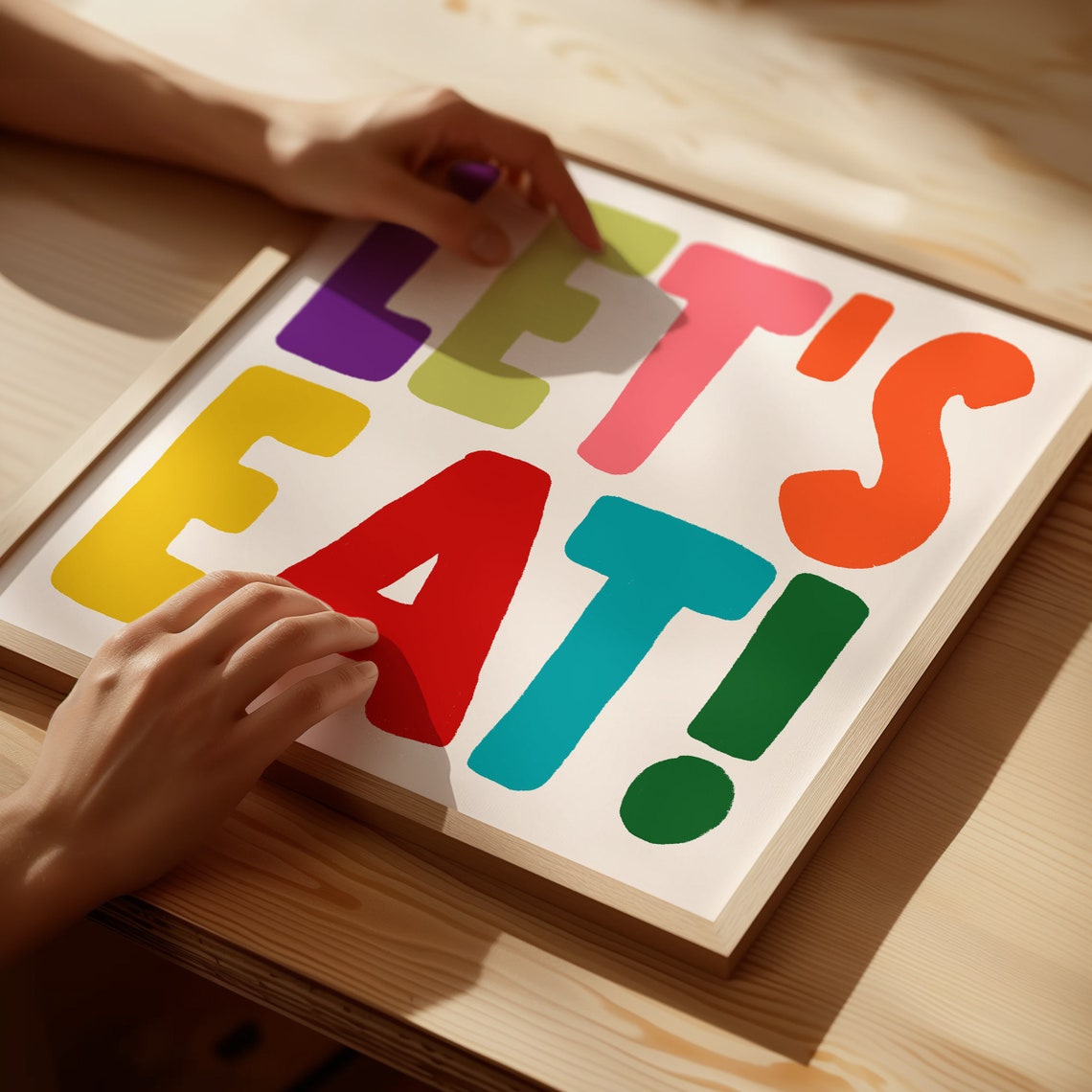 Lets Eat Rainbow Chunky Letters Playful Kitchen Decor Poster - Image 3