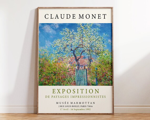 Claude Monet Exhibition Art Print Monet Art Poster Poirier En Fleurs 1885 Pastel Landscape Impressionist Wall Art V060
