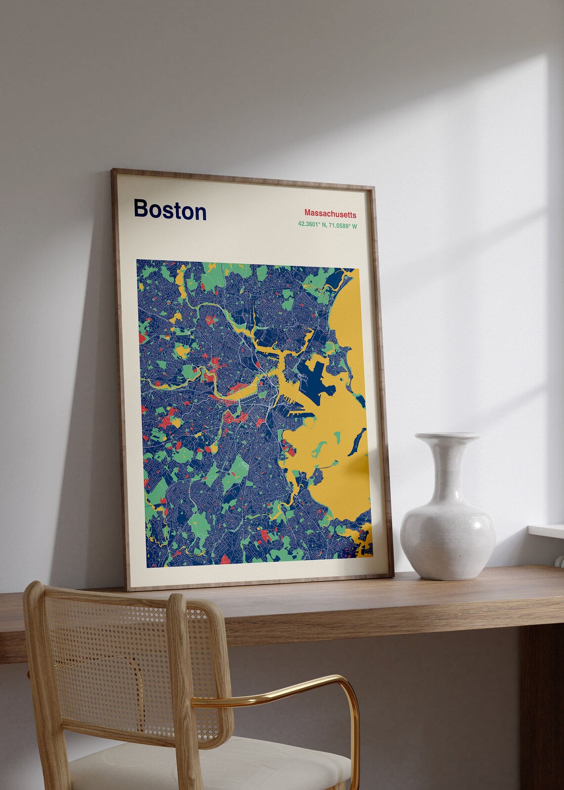 Boston Massachusetts Color Block City Map Modern Travel Art Poster - Image 2