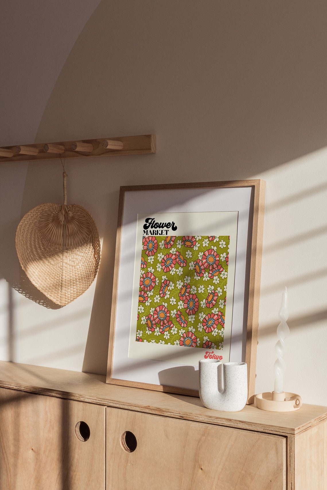 Flower Market Poster Flower Market Poster Hippie Flowers Poster Retro 70s Flower Market Boho Flower Market Print Retro Flowers F005 - Image 2