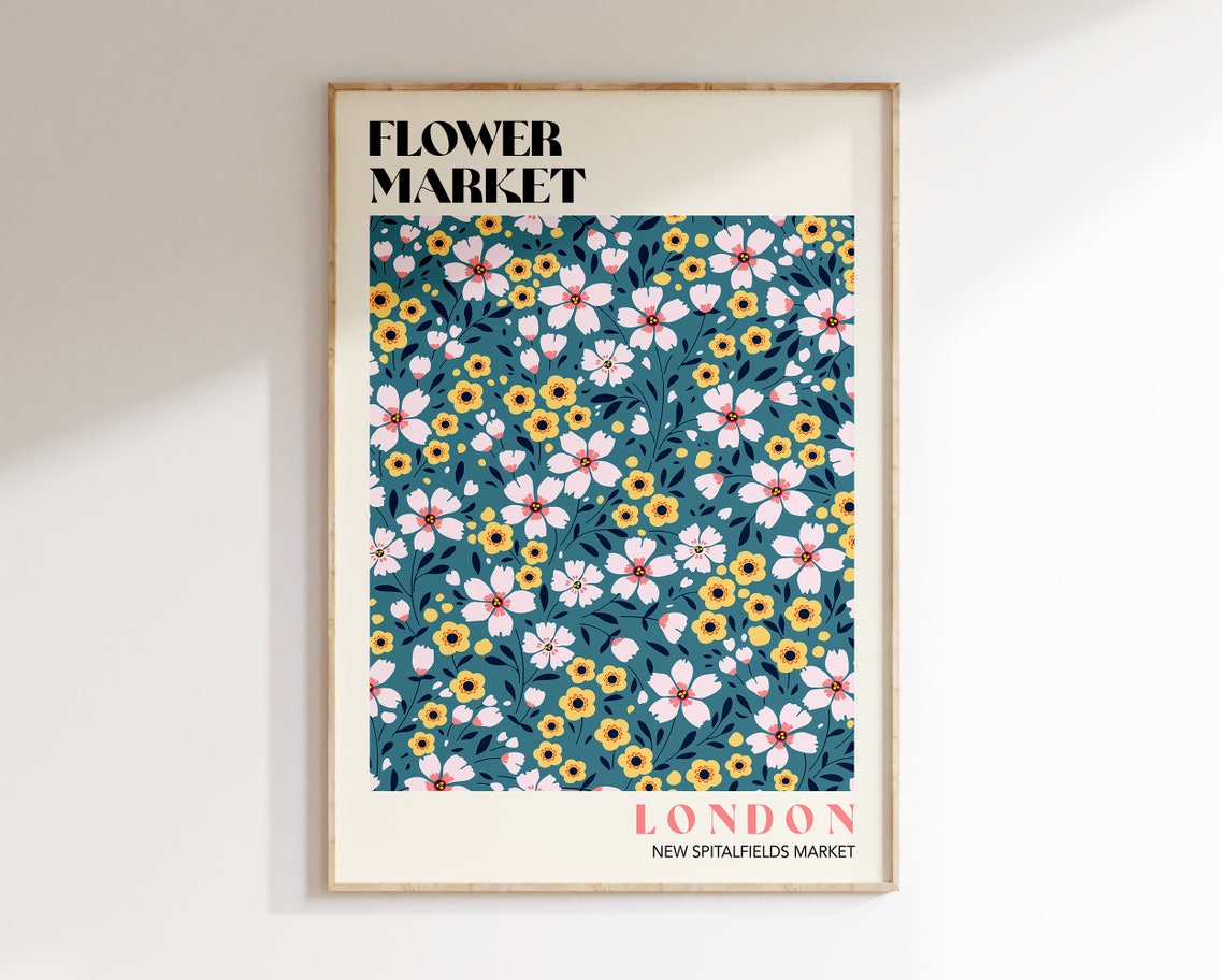 London Flower Market Print Spitalfields Flower Market Poster Floral Art Poster Ditsy Flowers Print Boho Flower Market Print F138
