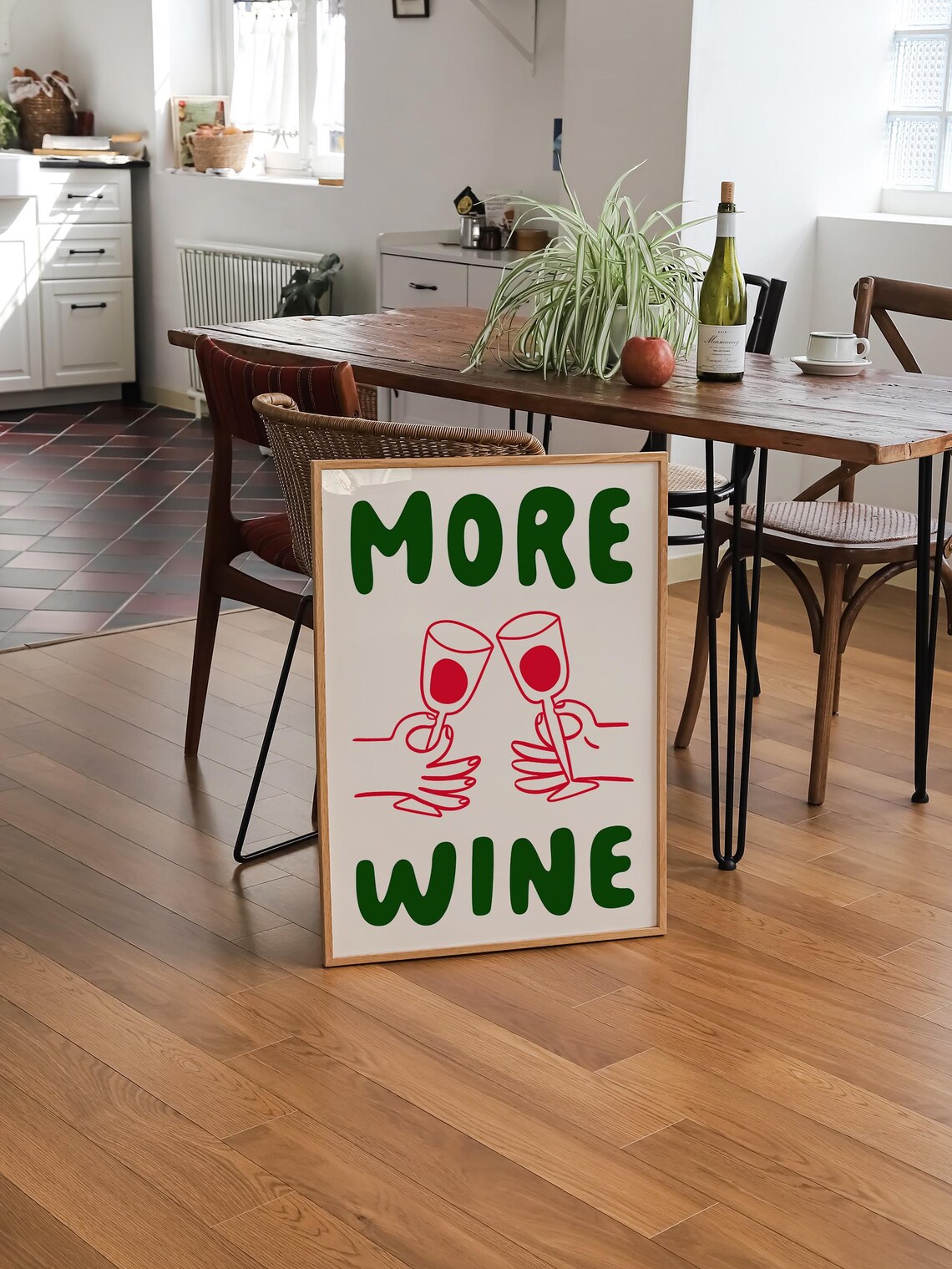 Retro More Wine Print, Mid-Century Kitchen Art Print - Image 3