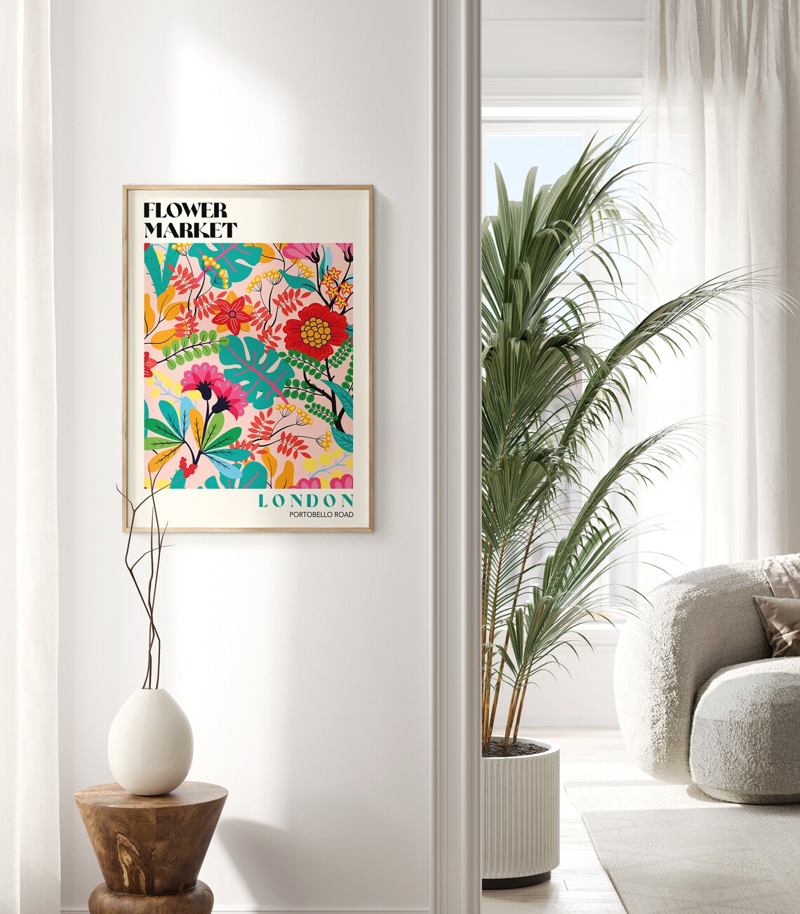 Portobello Road Flower Market, Retro 70s Art Print - Image 2