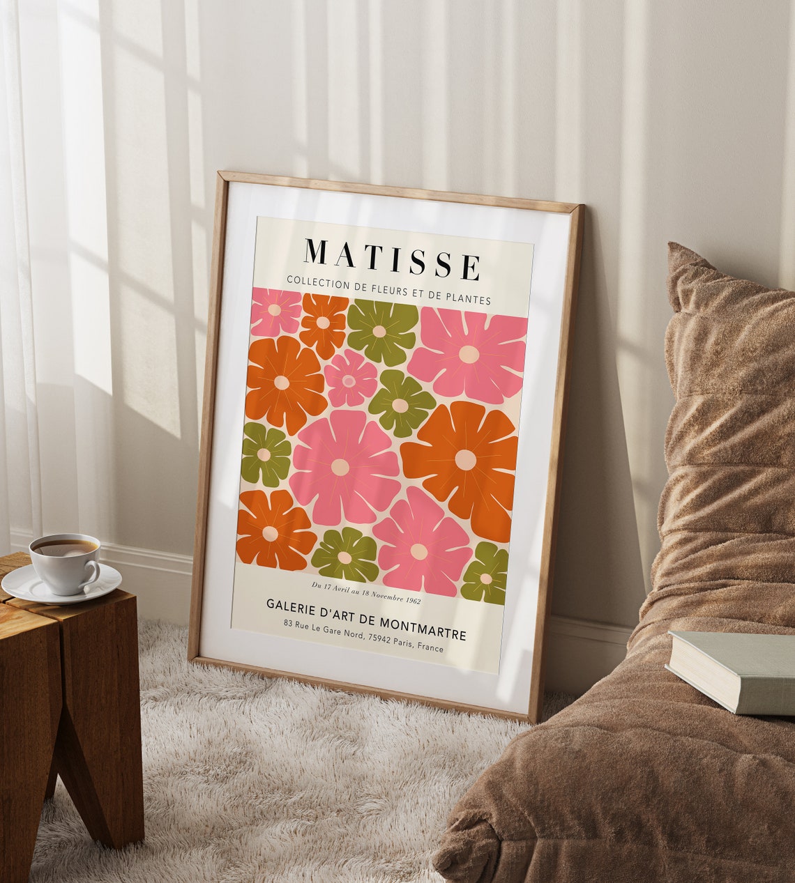 Matisse Flower Pattern Pink Orange Green Exhibition Gallery Poster - Image 3