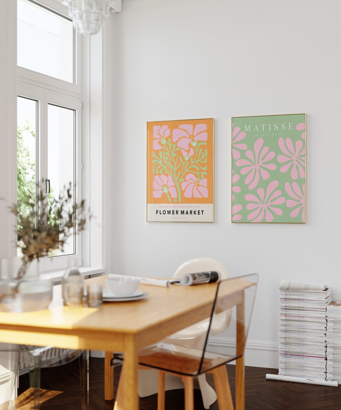 Matisse The Cut Outs Pink Floral Exhibition Art Sage Green Poster - Image 2