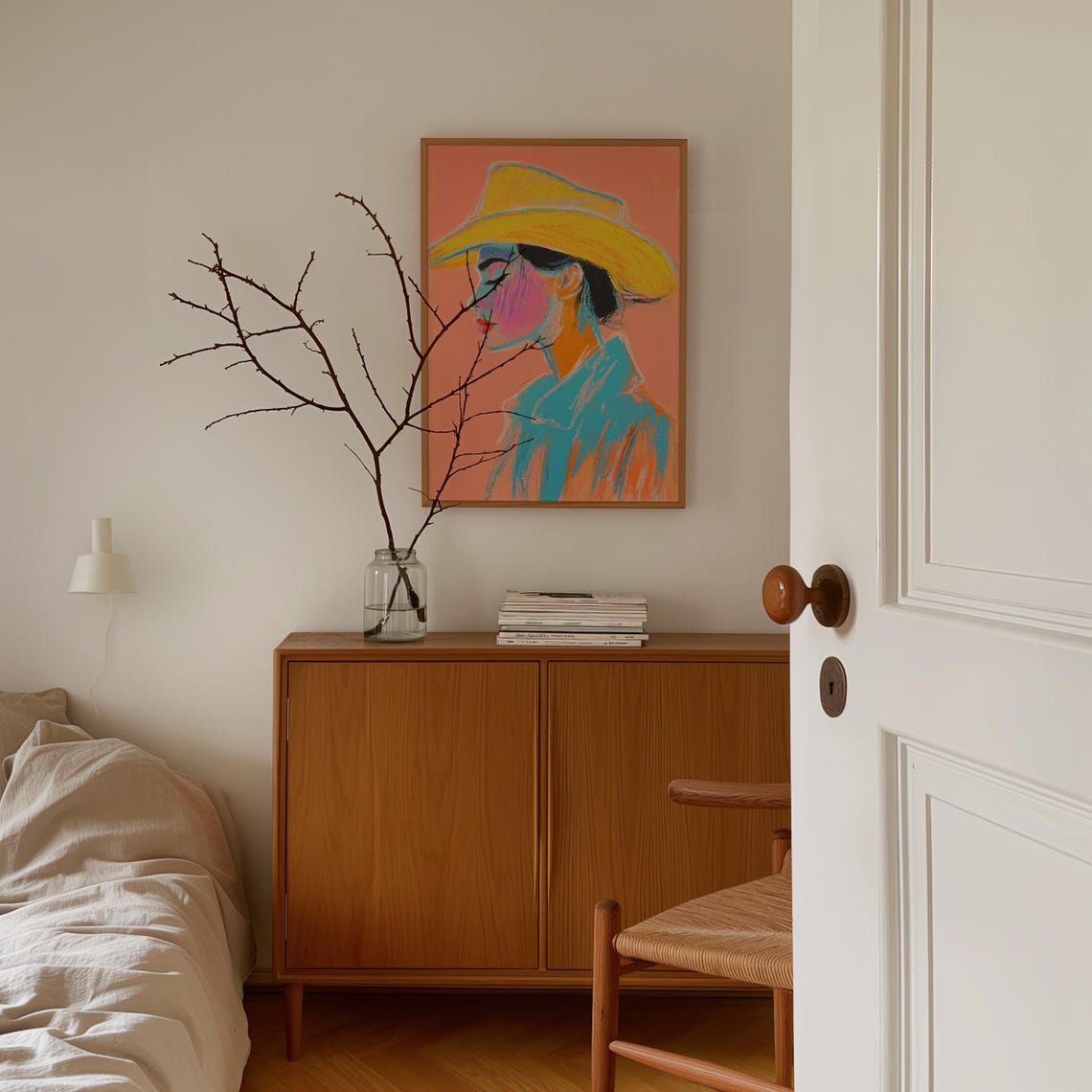 Cowgirl Portrait Painting Abstract Colourful Cowgirl Wall Art Mid Century South Western Print Dopamine Wall Art W19 - Image 3