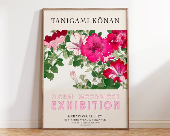 Vintage Japanese Art Botanical Exhibition Poster Japandi Wall Art Oriental Boho Eclectic Poster Flower Market Exhibition Art V029