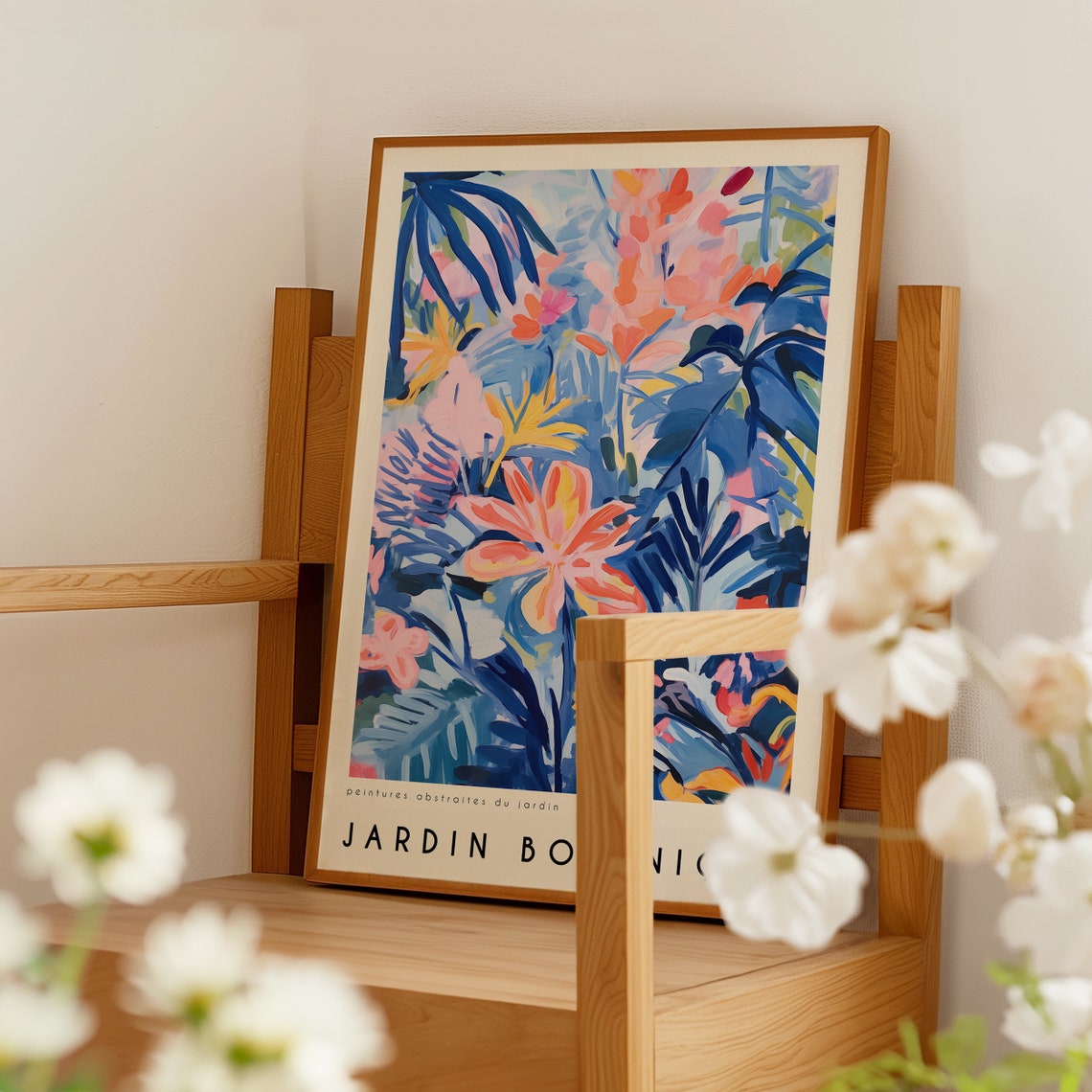 Jardin Botanique Abstract Garden Blue Floral French Art Poster - Image 2