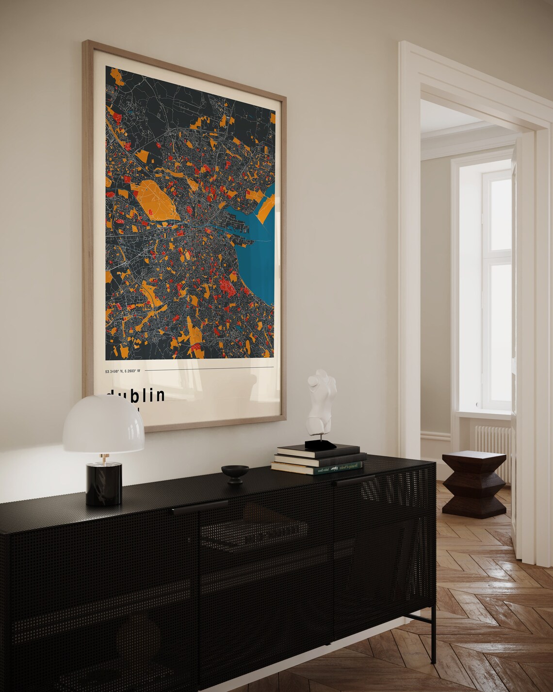 Dublin Ireland Retro Dark Charcoal Colorful City Map Travel Poster - Image 2