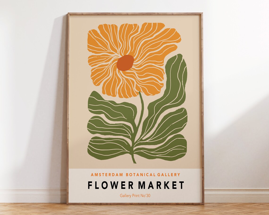 Amsterdam Flower Market Retro 70s Floral Art Print