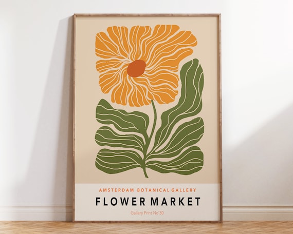Amsterdam Flower Market Retro 70s Floral Art Print