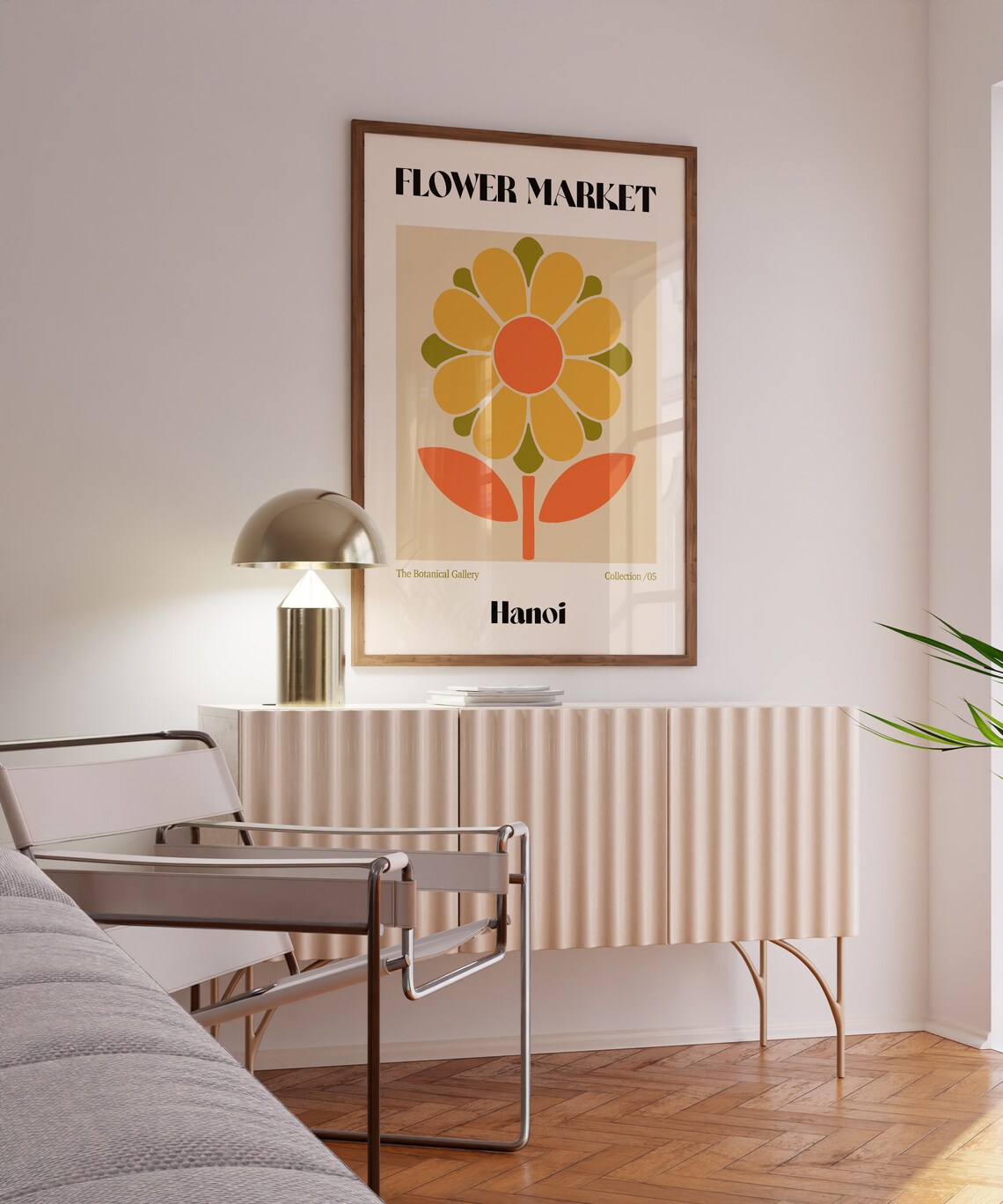 Hanoi Flower Market Retro 70s Mid-Century Art Print - Image 2