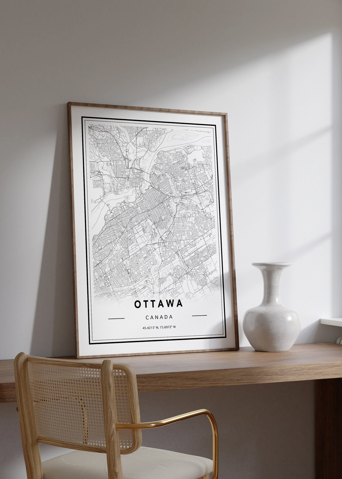 Modern Minimalist Ottawa Canada Black and White City Map Poster - Image 2