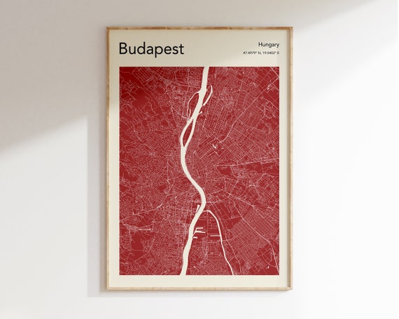 Budapest Map Poster, City Map Travel Poster