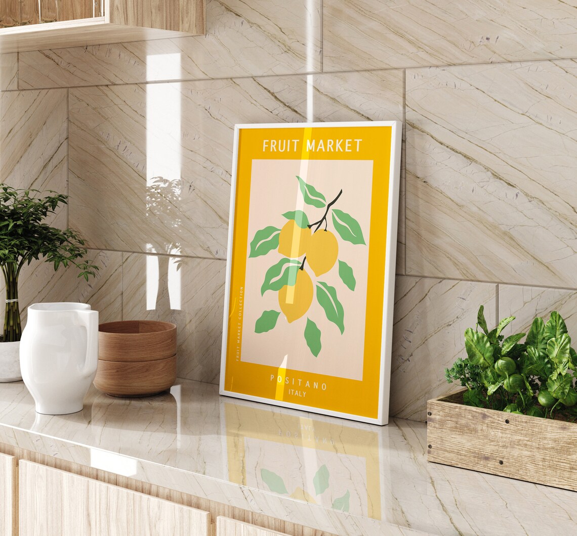 Positano Fruit Market Lemons Retro Kitchen Art Print - Image 3