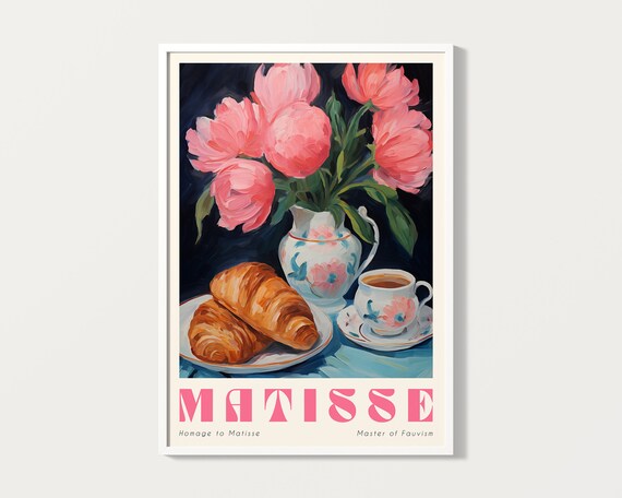 Matisse Exhibition Print Matisse Painting Peony Art Print Colourful Matisse Art Exhibition Prints Coffee And Croissant Prints Hm005