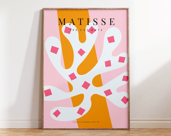 Abstract Orange Pink Matisse Leaf Exhibition Poster Pastel Matisse Wall Art Danish Pastel Aesthetic Minimal Matisse Art Print Mp109