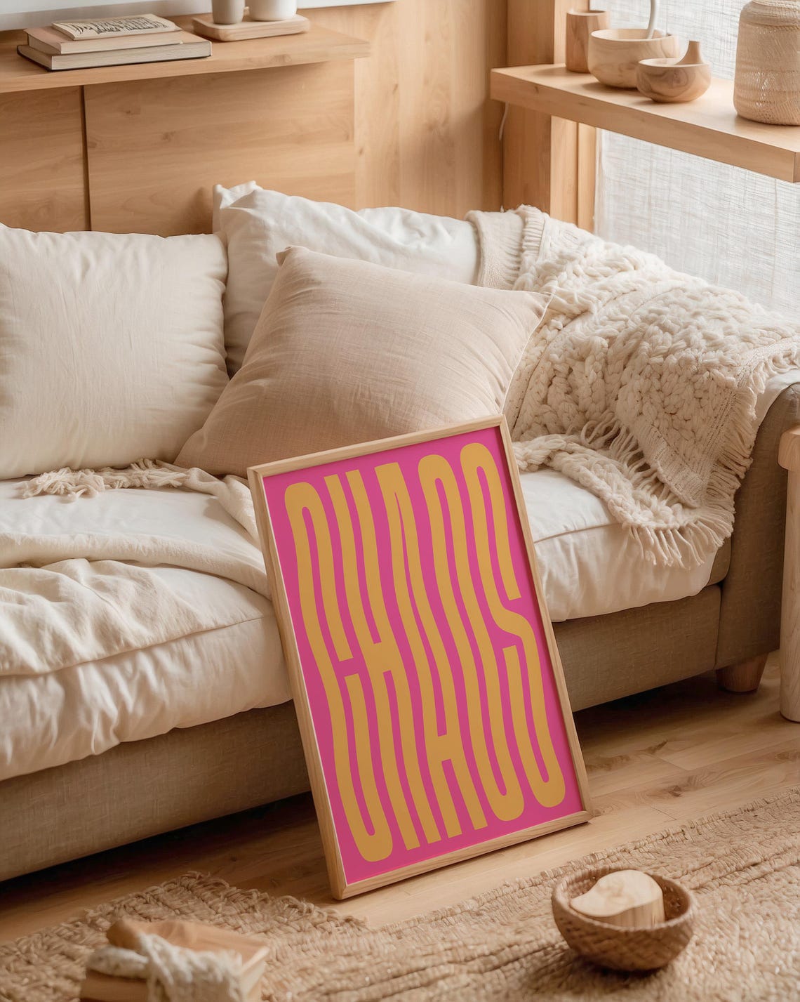 Pink Gold Chaos Typography Poster Wavy Maximalist Lettering Art Design - Image 3
