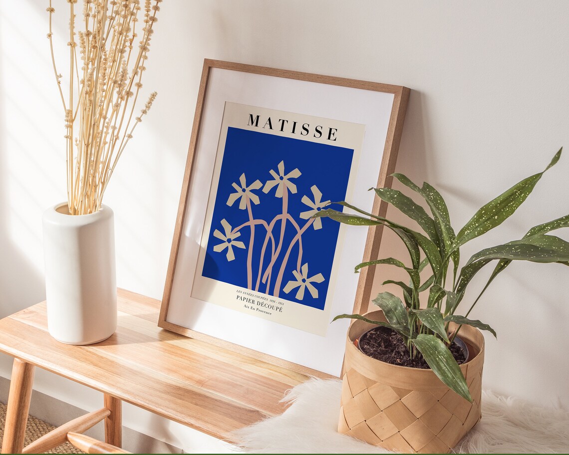 Blue Matisse Cut Out Flowers Poster Print - Image 2