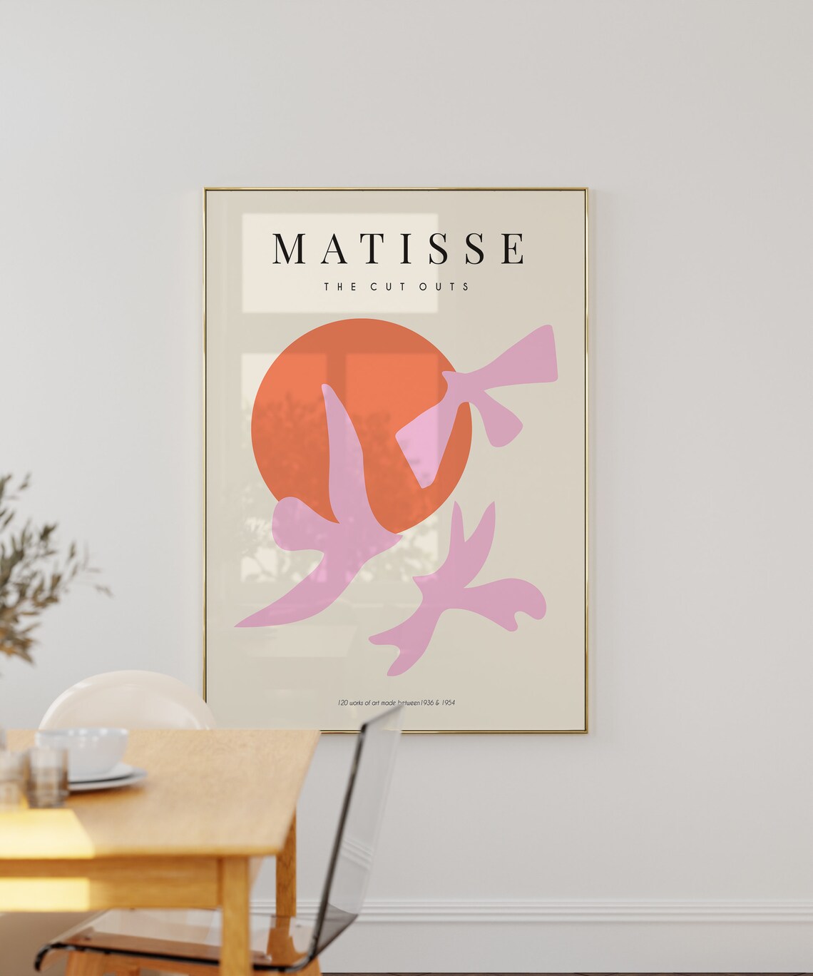 Matisse Cut Outs Pink Birds and Orange Sun Abstract Art Poster - Image 2