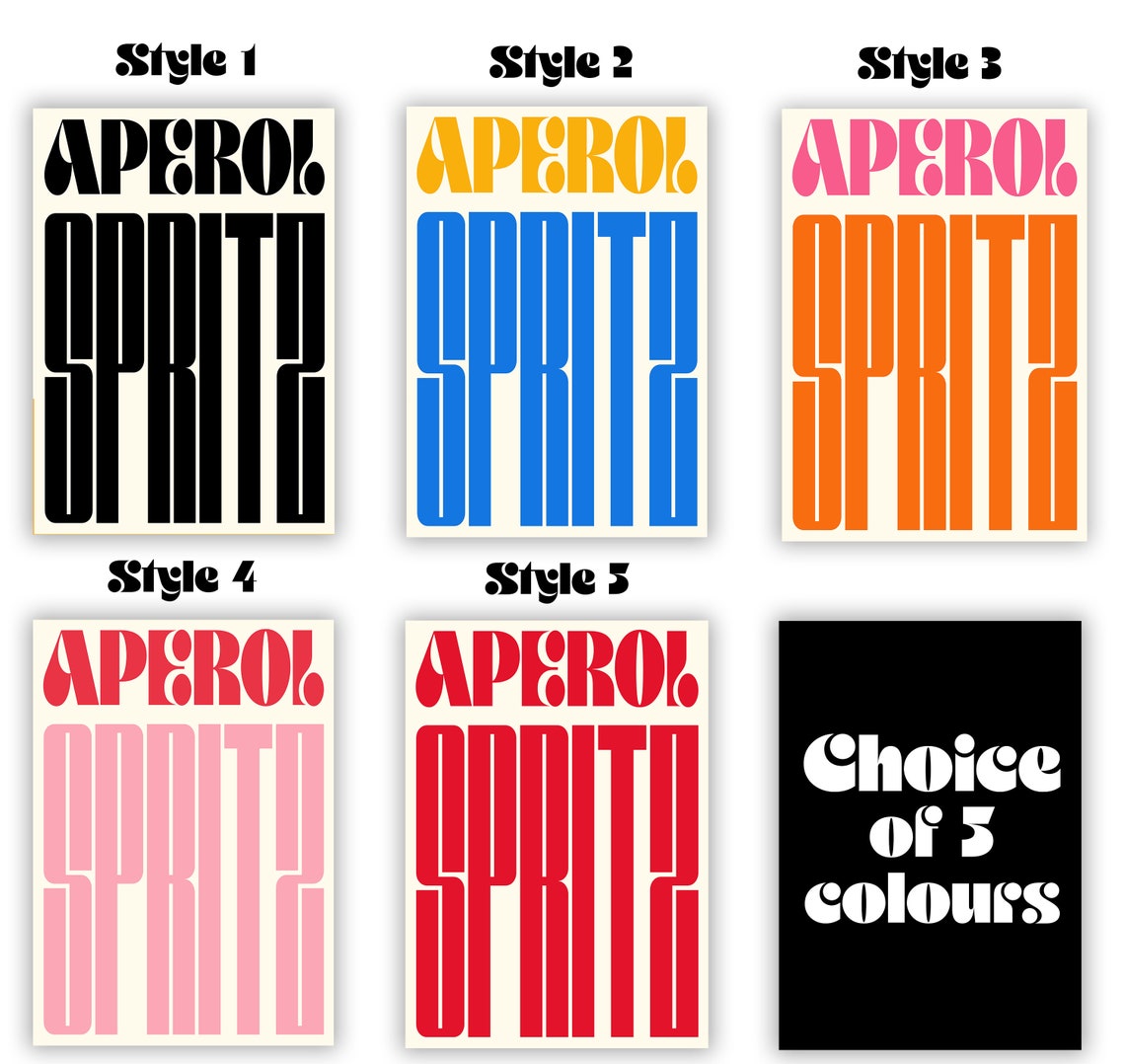 Aperol Spritz Minimal Black Bold Typography Modern Bar Wall Poster - Image 3