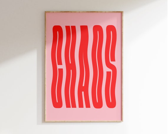 Pink Chaos Modernist Quote Poster, Preppy Aesthetic