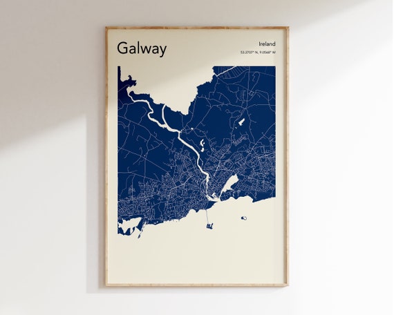 Galway Ireland Map Art Print, Travel Wall Decor